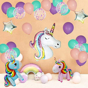 138Pcs Pastel Unicorn Birthday Balloons Arch Kit 12''10''5'' Purple Pink Tiffany Blue Balloons Set with Rainbow Unicorn Balloons Happy Birthday Balloons for Baby Shower Girls Birthday Party Supplies - Decotree.co Online Shop