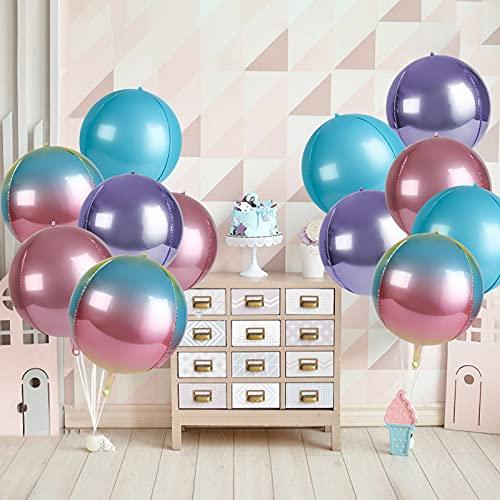 4D Balloons 6Pcs 22 inch Gradient Rainbow Mylar Foil Balloons for Birthday Wedding Party - Decotree.co Online Shop