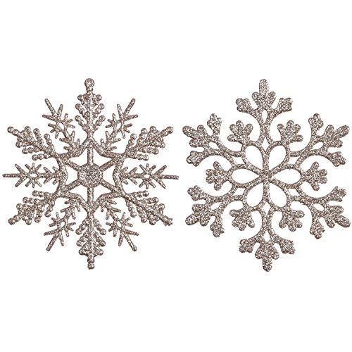 Plastic Christmas Glitter Snowflake Ornaments Christmas Tree Decorations, 4-inch, Set of 36 - Decotree.co Online Shop