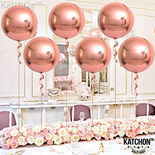 Big, Rose Gold Foil Balloon - Pack of 6 | Rose Gold Metallic Balloon for Rose Gold Party Decorations | 4D Sphere Rose Gold Balloons | 360 Degree Rose Gold Mylar Balloons for Birthday, Bachelorette - Decotree.co Online Shop