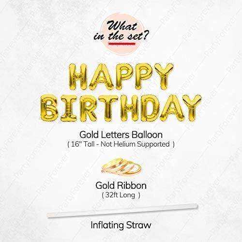 Gold Happy Birthday Balloons Banner Birthday Party Decorations Set for Men and Women with Latex and Confetti Balloons Supplies - Decotree.co Online Shop