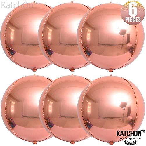 Big, Rose Gold Foil Balloon - Pack of 6 | Rose Gold Metallic Balloon for Rose Gold Party Decorations | 4D Sphere Rose Gold Balloons | 360 Degree Rose Gold Mylar Balloons for Birthday, Bachelorette - Decotree.co Online Shop