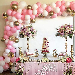 124 Pieces White Pink Gold and Gold Confetti Latex Balloons for Baby Shower Wedding Birthday Graduation - Decotree.co Online Shop