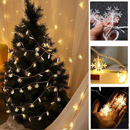 Christmas Lights, Christmas Decorations Snowflake String Lights, 19.6 ft 40 LED Fairy Lights Battery Operated Waterproof for Xmas Garden Patio - Decotree.co Online Shop