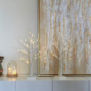 Set of 2 2FT 24LT Birch Tree Battery Powered Warm White LED for Home Decoration, Wedding - Decotree.co Online Shop