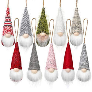 Christmas Tree Hanging Gnomes Ornaments Set of 10, Handmade Santa Elf Hanging Decorations - Decotree.co Online Shop