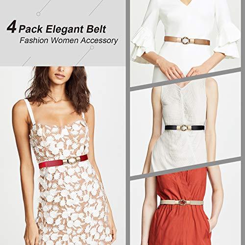 Women Skinny Belt for Dresses Retro Stretch Ladies Waist Belt Plus Size Set of 4 - Decotree.co Online Shop