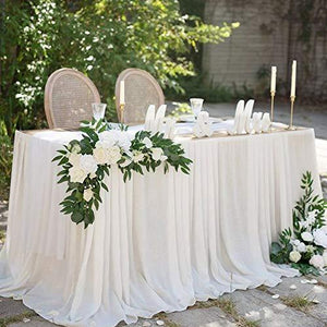 2pcs Artificial Eucalyptus Garland with Flowers Greenery Garland Willow Vines White Rose Garland - Decotree.co Online Shop