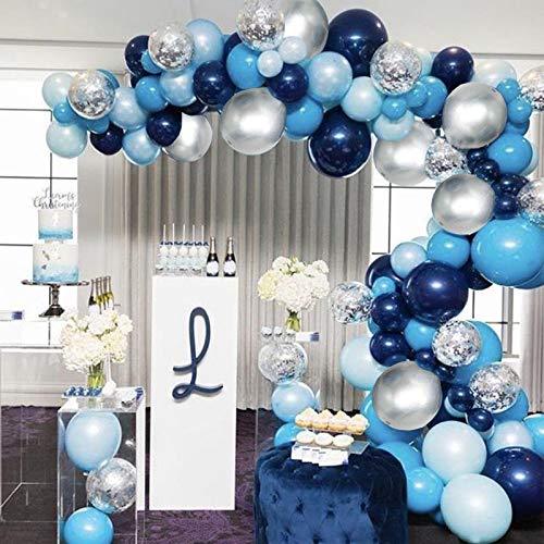 Blue Balloon Garland 124 Pack Navy Silver White Light Blue Balloon Arch Kit for Baby Shower Boy Party Decoration Birthday Decoration - Decotree.co Online Shop