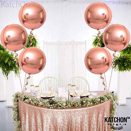 Big, Rose Gold Foil Balloon - Pack of 6 | Rose Gold Metallic Balloon for Rose Gold Party Decorations | 4D Sphere Rose Gold Balloons | 360 Degree Rose Gold Mylar Balloons for Birthday, Bachelorette - Decotree.co Online Shop