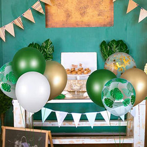 65 Pieces Jungle Safari Theme Balloons Palm Leaves Balloon Gold Metallic Balloons - Decotree.co Online Shop