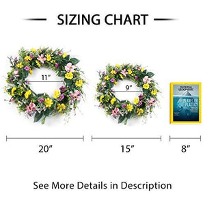 Spring Wreaths for Front Door-15In Daisy Flower Door Wreath for Spring Decor Outdoor Indoor Front Porch Windows Home Decorations - Decotree.co Online Shop