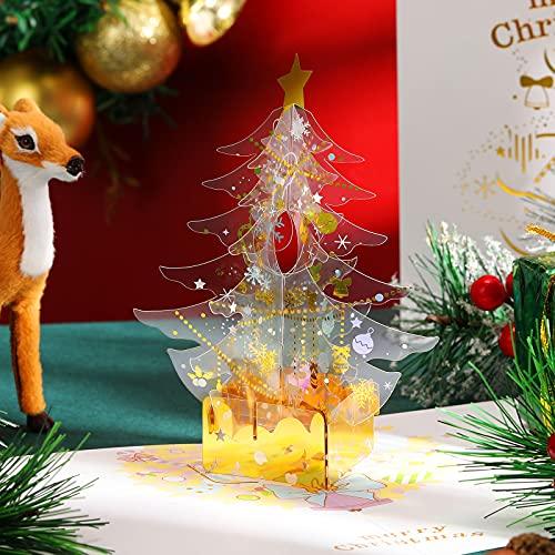 Pop up Christmas Cards Crystal Christmas Tree Pop up Cards with Blank Envelopes 3D Crystal Cards 3D Xmas Cards - Decotree.co Online Shop