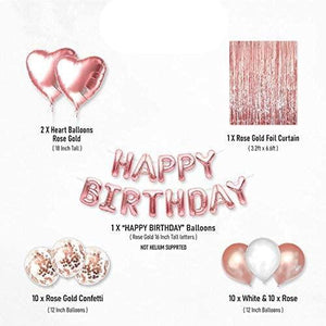 Rose Gold Happy Birthday Balloons Banner 16inch Tall Set for Her Birthday Party Decorations and Supplies Kit - Decotree.co Online Shop