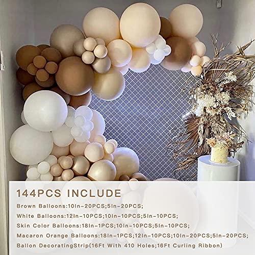 Brown Balloon Kit 144PCS 18In 12In 10In 5In White Skin Color Balloon Arch Garland For Baby Shower,Engagement,Wedding,Birthday - Decotree.co Online Shop