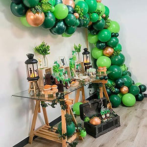 100 Pack Green Latex Balloons, Dark Green Balloons and Light Green Balloons with Green Ribbon for Jungle Safari St. Patrick's Day Party Decorations. - Decotree.co Online Shop