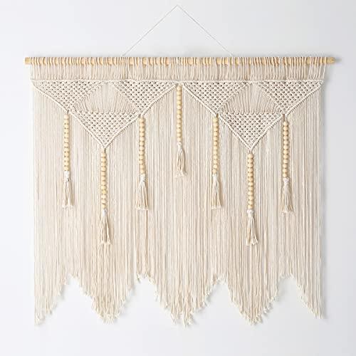 Boho Decor, Large Macrame Wall Hanging, Bohemian Wall Decor for Bedroom, 43"x 35" (Wood Stick Included) - Decotree.co Online Shop