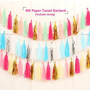 Tissue Paper Tassel Garland - 20pcs Tassels Per Package - 12 Inch Long Tassels(Gold/Pink/White) - Decotree.co Online Shop