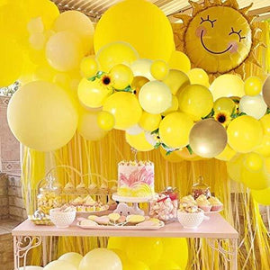 Sunflower Yellow Balloons Garland Arch Kit Yellow Gold White Balloons and Sunflower Vines for Sunflower Bee Theme Birthday - Decotree.co Online Shop