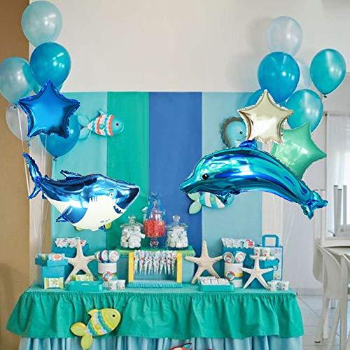 60PCS Ocean Balloons Arch Birthday Party Decorations with Stars Shark Dolphin Foil Balloons for Under the Sea Decorations - Decotree.co Online Shop
