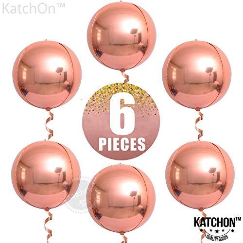 Big, Rose Gold Foil Balloon - Pack of 6 | Rose Gold Metallic Balloon for Rose Gold Party Decorations | 4D Sphere Rose Gold Balloons | 360 Degree Rose Gold Mylar Balloons for Birthday, Bachelorette - Decotree.co Online Shop