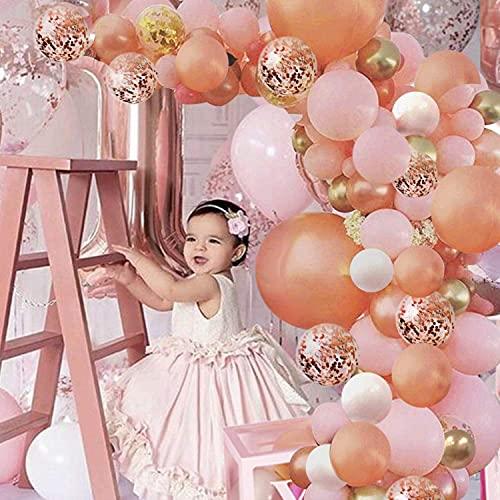 Rose Gold Balloon Garland Arch Kit, 152 Pieces Rose Gold Pink White and Gold Confetti Latex Balloons - Decotree.co Online Shop