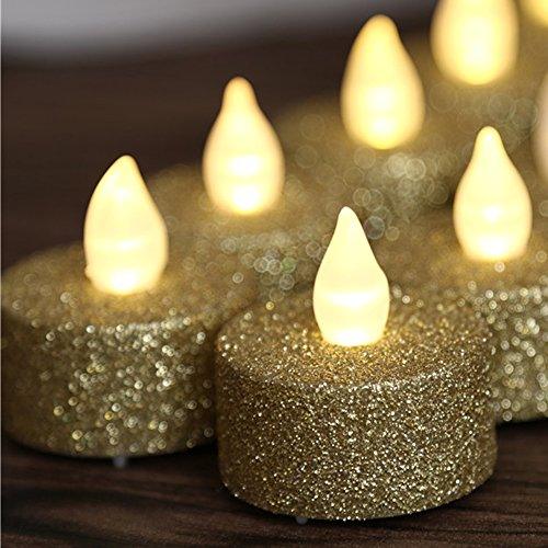 Battery Operated LED Tea Lights, Gold Flameless Votive Tealights Candle with Warm White Flickering Bulb light,Pack of 24 - Decotree.co Online Shop