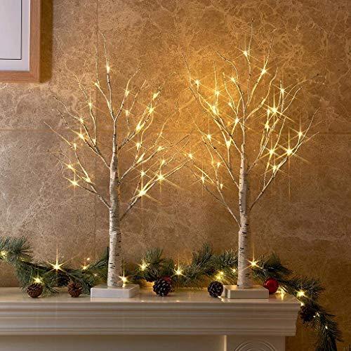 Set of 2 2FT 24LT Birch Tree Battery Powered Warm White LED for Home Decoration, Wedding - Decotree.co Online Shop