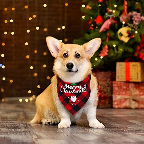 2PC Dog Bandana, Washable Pet Triangle Scarf, Classic Checkered Christmas Print Cotton Bibs, Adjustable for Large Small Medium Dogs & Cats - Decotree.co Online Shop