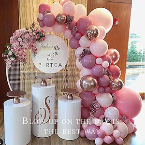 Pink Balloons Garland 135 Pcs 18 In 12 In 5 In, Dust Rose Gold Metallic Confetti Latex Balloons Arch Kit for Party Decorations - Decotree.co Online Shop