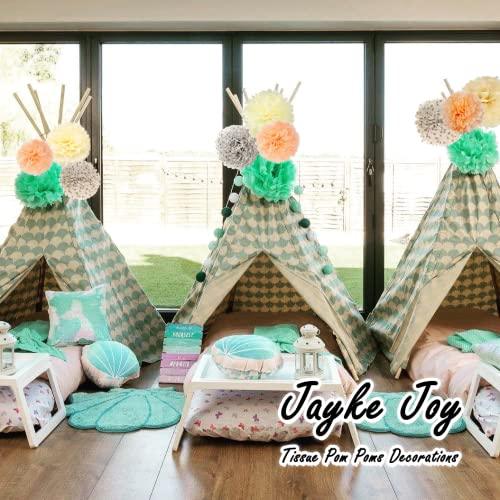 20 Pcs Tissue Pom Poms Decorations, Tissue Paper Flowers Kit for Birthday, Baby Shower, Classroom, Nursery, Graduation, Bridal Shower Party (Mint, Peach, Beige, Glittered Gold Polka Dots Mixed) - Decotree.co Online Shop
