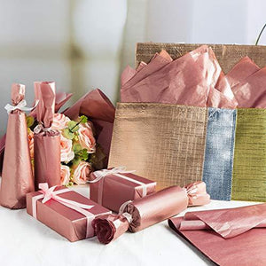 100 Sheets Rose Gold Metallic Gift Wrapping Paper for Kitchen, Weddings, Birthday Party - Decotree.co Online Shop