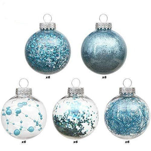 60mm/2.36" Shatterproof Clear Plastic Christmas Ball Ornaments Decorative Xmas Balls Baubles Set with Stuffed Delicate Decorations - Decotree.co Online Shop