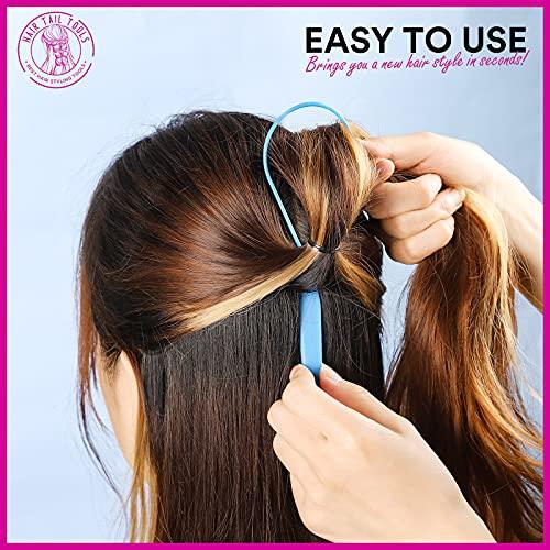 2 Pairs Hair Tail Tools, Hair Braid Accessories Ponytail Maker,French Braid Tool Loop for Hair Styling, 4pcs, 2 Colors - Decotree.co Online Shop