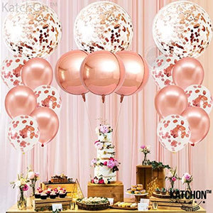 Giant 36 Inch Rose Gold Confetti Balloons - Pack of 21 | Rose Gold Foil Balloons for Rose Gold Balloon Garland Kit | Metallic Rose Gold Balloons for Birthday, Bachelorette, Bridal Shower Decorations - Decotree.co Online Shop