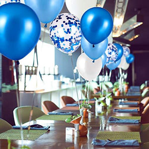 Blue and White Balloons, Blue Confetti Balloons White Balloons Total 90 pcs Latex Party Balloons for Hen Party Wedding Baby Shower Birthday Party Decoration - Decotree.co Online Shop