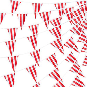 120pcs Red and White Striped Pennant Banner Flags, Party Supplies for Carnival Circus, Kids Birthday - Decotree.co Online Shop
