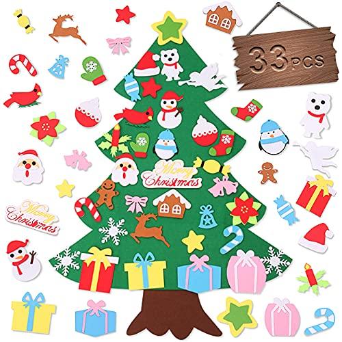 DIY Felt Christmas Tree Kit Kids Plush Toy with 33pcs Detachable Ornaments Wall Hanging Home Door Decoration Boys & Girls New Year Decor for Toddles - Decotree.co Online Shop