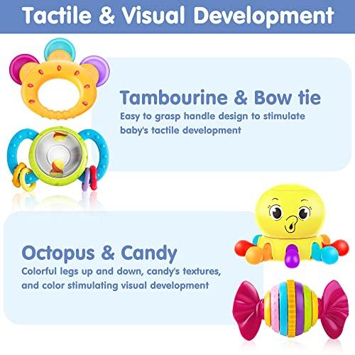 10pcs Baby Rattles Toys Set, Infant Grab N Shake Rattle, Sensory Teether, Early Development Learning Music Toy, Newborn Birthday Gifts for 0 1 2 3 4 5 6 7 8 9 10 12 Month Babies Boy Girl - Decotree.co Online Shop