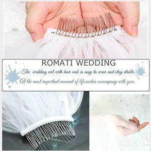 Wedding Veil Comb Bridal Cathedral Veil 1 Tier Drop Veil Wedding Rhinestones Hair Comb for Brides, 118 Inches (118"W-118"L,White) - Decotree.co Online Shop