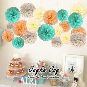 20 Pcs Tissue Pom Poms Decorations, Tissue Paper Flowers Kit for Birthday, Baby Shower, Classroom, Nursery, Graduation, Bridal Shower Party (Mint, Peach, Beige, Glittered Gold Polka Dots Mixed) - Decotree.co Online Shop