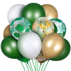 65 Pieces Jungle Safari Theme Balloons Palm Leaves Balloon Gold Metallic Balloons - Decotree.co Online Shop