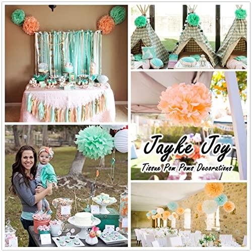 12 Pcs Tissue Pom Poms Decorations, Tissue Paper Flowers Kit for Birthday, Baby Shower, Classroom, Nursery, Graduation, Bridal Shower, Bachelorette Party (Mint Green, Peach, Beige Mixed) - Decotree.co Online Shop