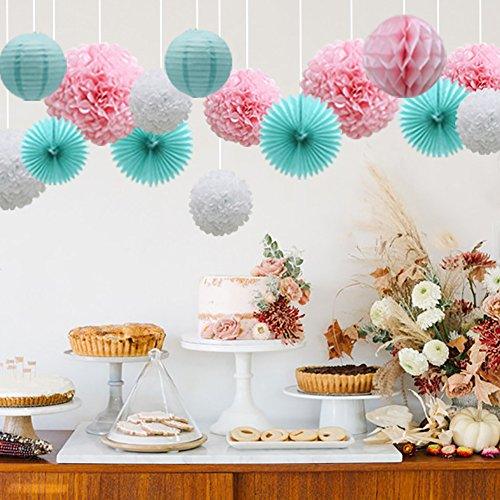 Teal Party Supplies for Bridal Baby Shower First Birthday Party Wedding Decorations (16pcs) - Decotree.co Online Shop