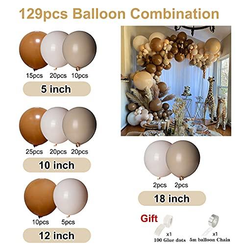 129pcs Party Balloons Arch kit Brown Peach Neutral Party Balloons Wedding Graduation Baby Birthday Decoration (129PCS- Teddy Brown) - Decotree.co Online Shop