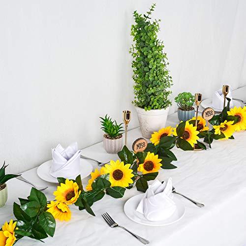 3 Pack Artificial Sunflower Garland Silk Sunflower Vine Artificial Flowers with Green Leaves for Wedding Table Home Decor - Decotree.co Online Shop