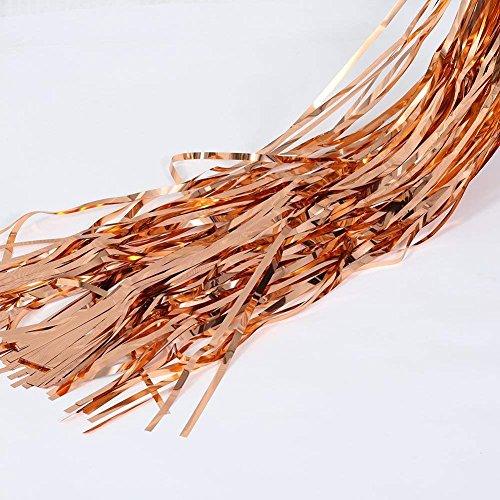 2pcs 3ft x 8.3ft Rose Gold Metallic Tinsel Foil Fringe Curtains Photo Booth Props for Birthday Wedding Engagement Bridal Shower Baby Shower Bachelorette Holiday Celebration Euphoria Party Decorations - Decotree.co Online Shop