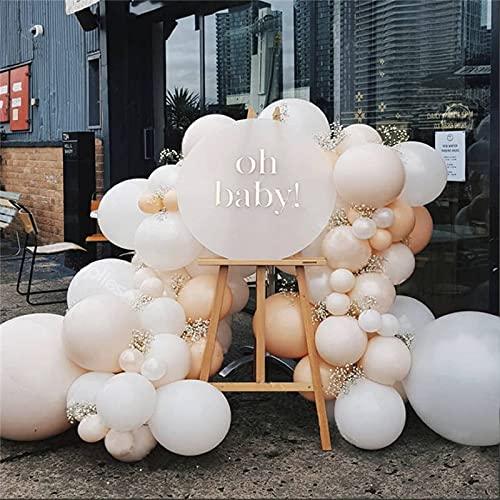 87pcs Balloons Garland Arch Cream Peach Pearl White Balloons 30th Birthday Decorations - Decotree.co Online Shop