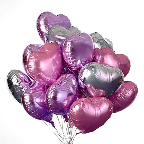 30 pcs Heart Balloons 18" Foil Love Balloons Mylar Balloons Silver heart balloons Valentines Day Decorations Balloons for Valentines Wedding Party - Decotree.co Online Shop