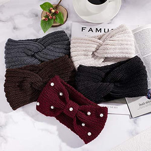 5 Pieces Knit Headbands Winter Ear Warmers, Hair Scrunchies Scarves for Women Girls - Decotree.co Online Shop